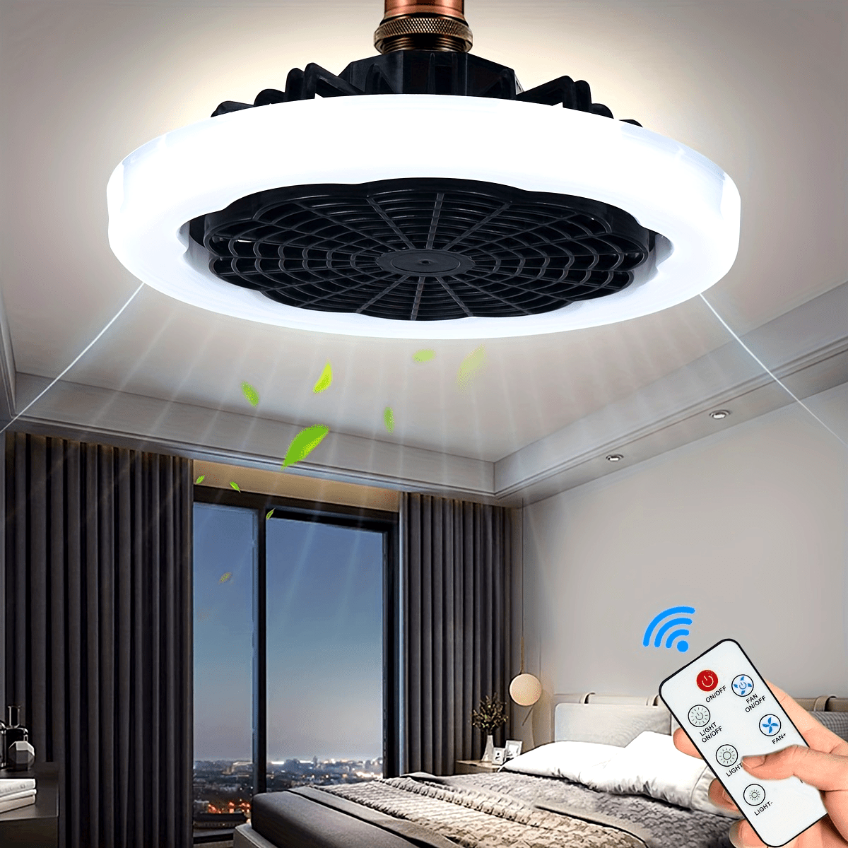 Indoor Modern Ceiling Fan With Light Remote Control 3 Speeds Dimming