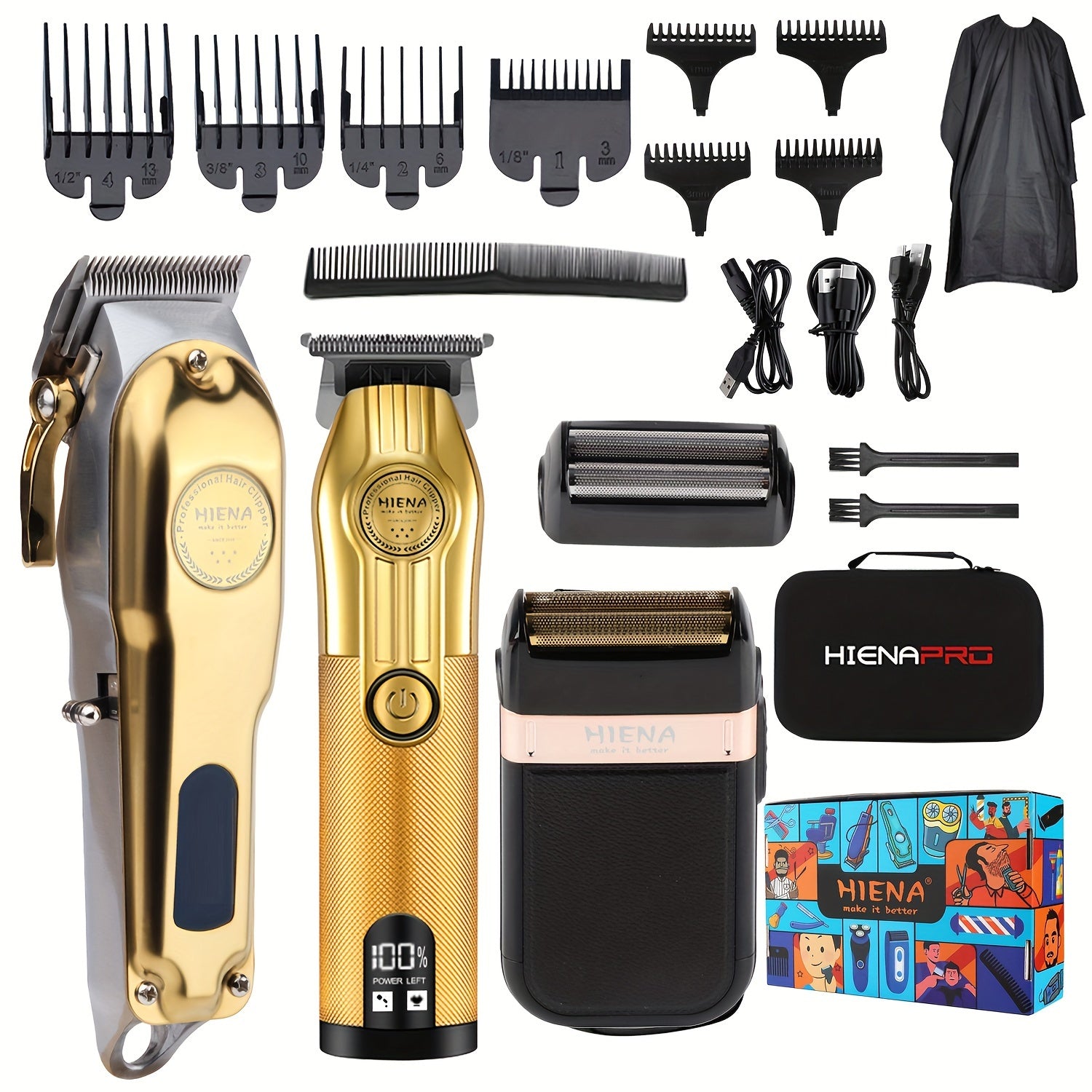Kit de recortadora de cabello para hombres con carga USB y cuchilla en forma de T