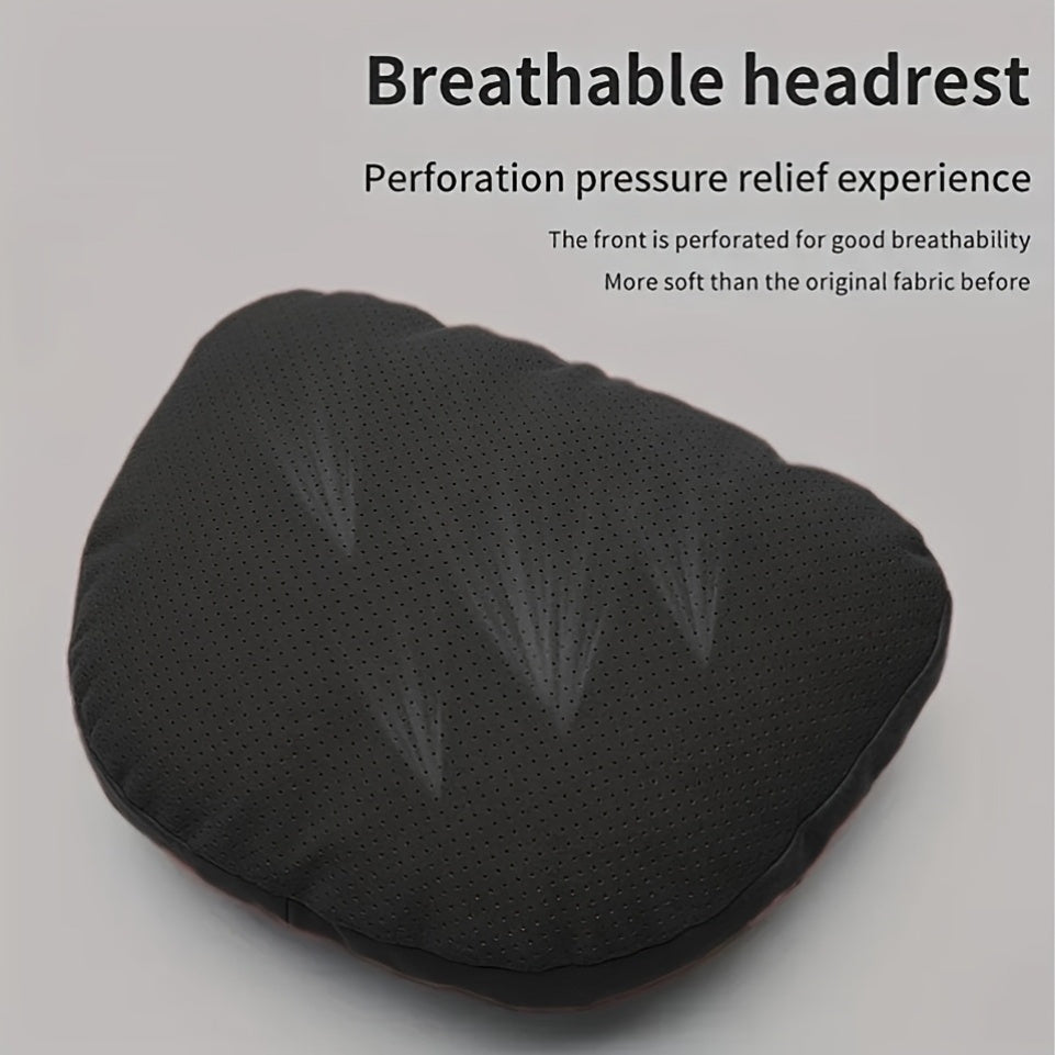 Universal Suede Headrest and Lumbar Support Combo Breathable Ergonomic Pillow Set