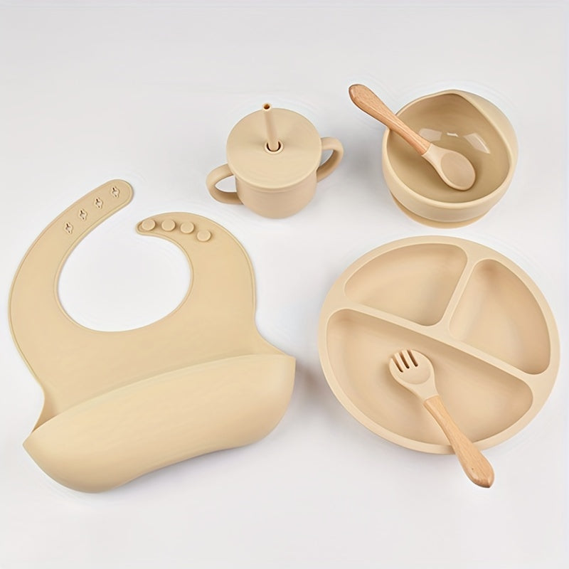 Набор детской силиконовой посуды: включает в себя тарелку с присоской, миску, нагрудник, вилку и ложку, стакан с трубочкой - без BPA и безопасен для детей от 0 до 3 лет - идеальный пасхальный подарок для малышей