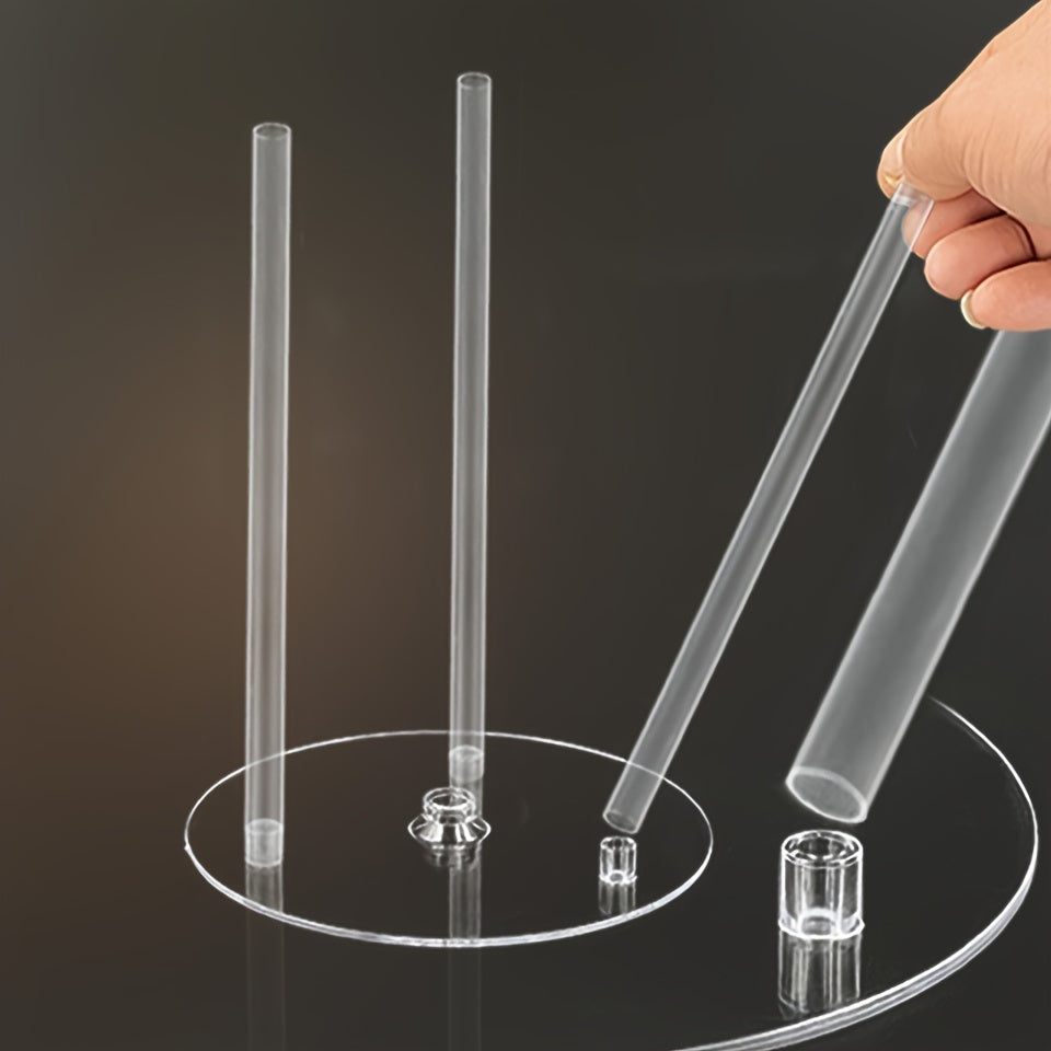 Kit de apilado de pasteles de plástico reutilizable, seguro para alimentos, con pasadores ajustables para pasteles en capas