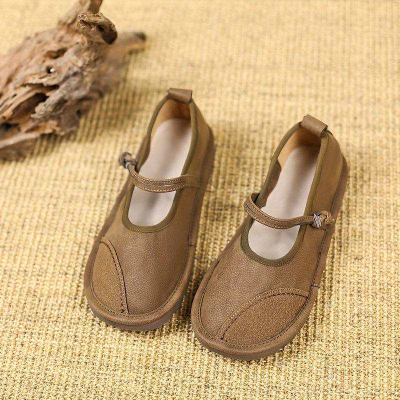 Women's Mary Jane Flats Faux Cover Upper Soft Sole Adjustable Buckle