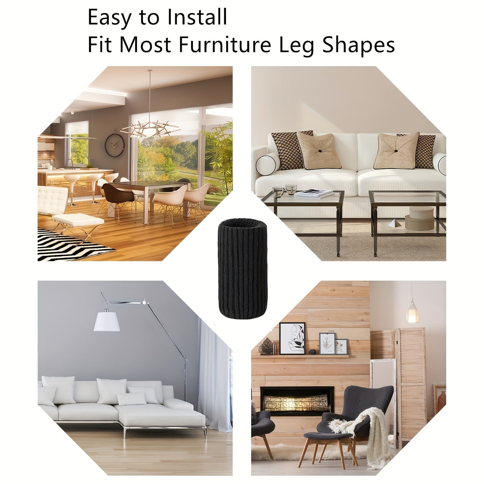 Set of 24 Elastic Chair Leg Socks with Anti-Slip Pads for Floor Protection