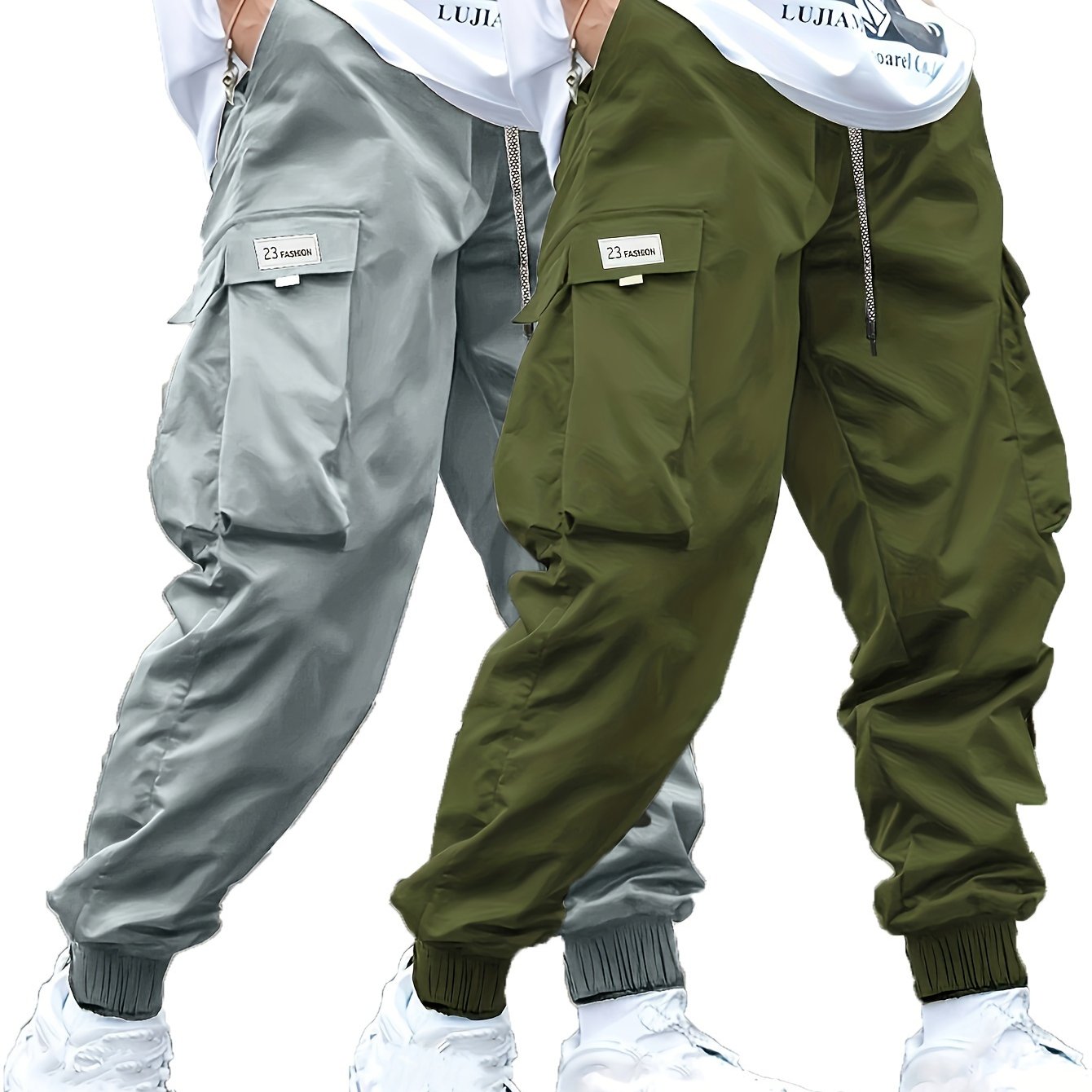 Men's Plus Size Cargo Pants Athletic Casual Solid Polyester All-Season