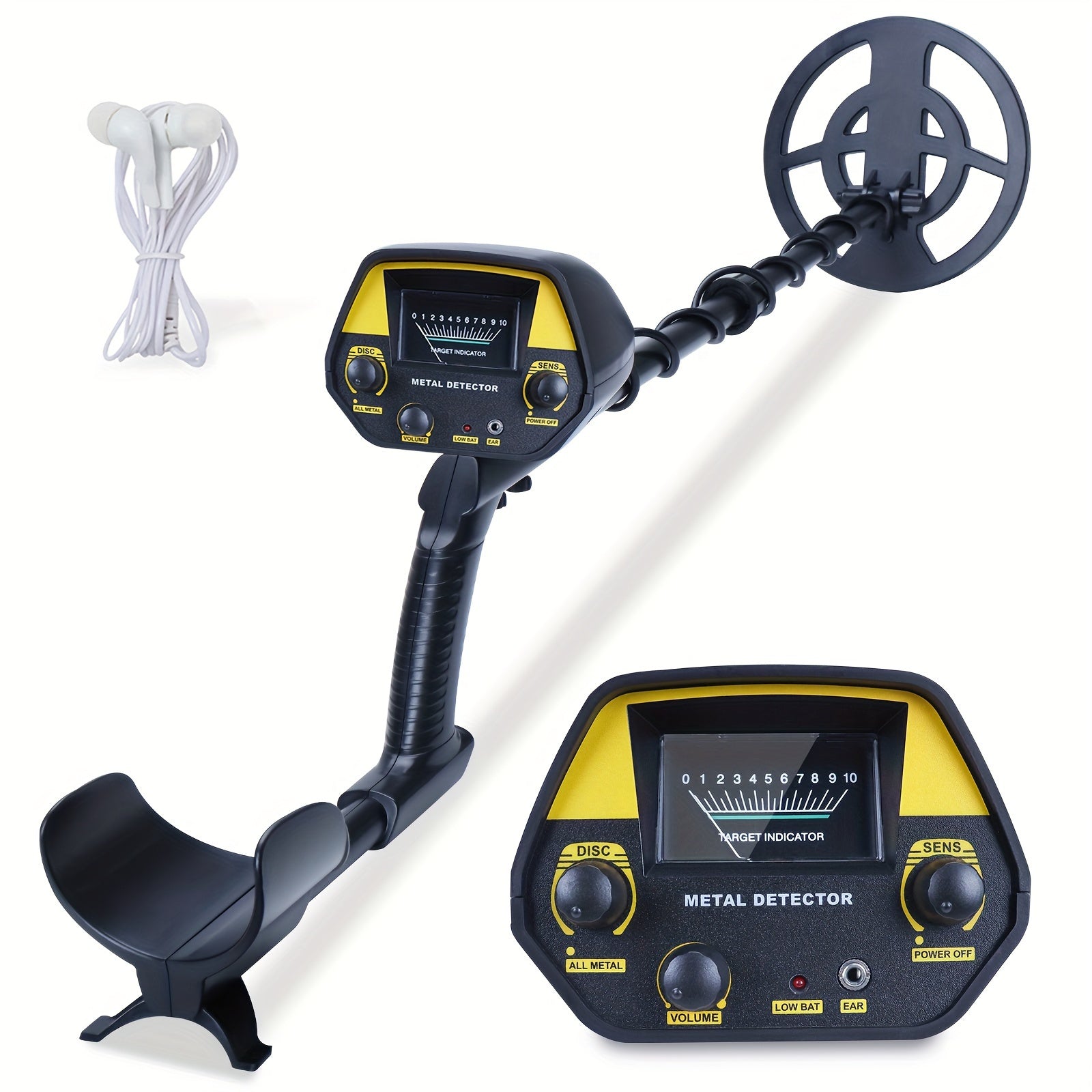 Metal Detector for Beach Treasure Hunting with 20.32cm Coil Adjustable Sensitivity and Target ID
