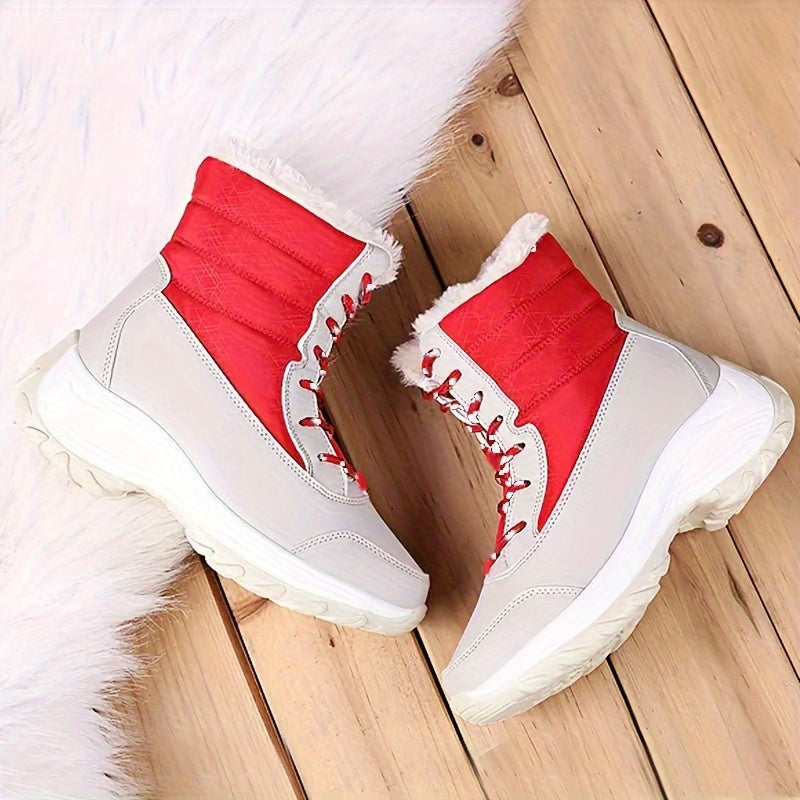 Женские зимние снегоступы с флисовой подкладкой, на шнуровке, круглым носком, плоский каблук