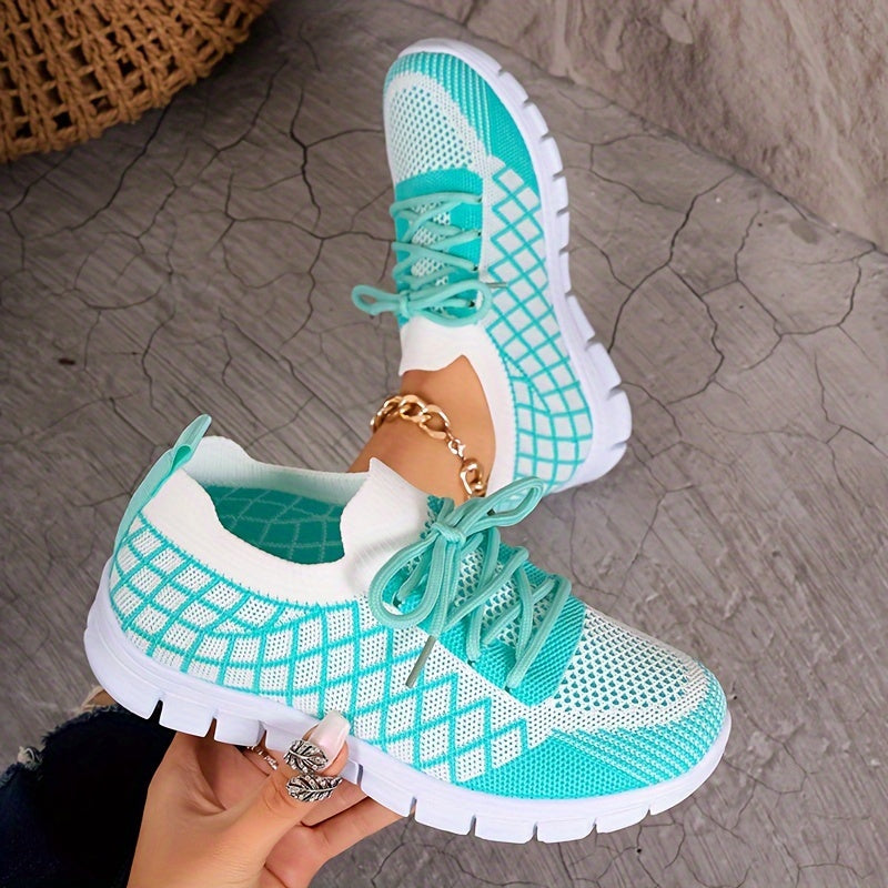 Ayollar uchun nafas oladigan trikotaj sport poyabzali, EVA taglik bilan yengil kundalik poyabzal