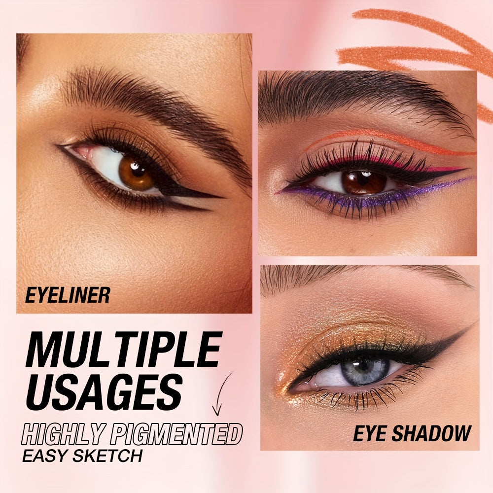 Women Eyeliner Gel Pen 12 Colors Long-Lasting Waterproof Smudge-Proof Brown