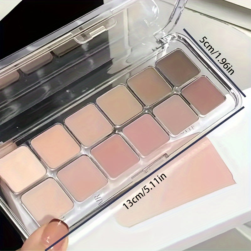 Women 12-Shade Eyeshadow Palette Cement Gray Brown Natural Tones