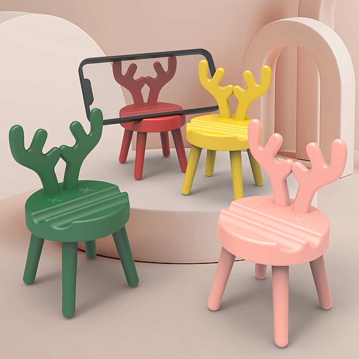 Soporte para teléfono en forma de cuerno decorativo de Navidad, fácil de instalar, no requiere energía