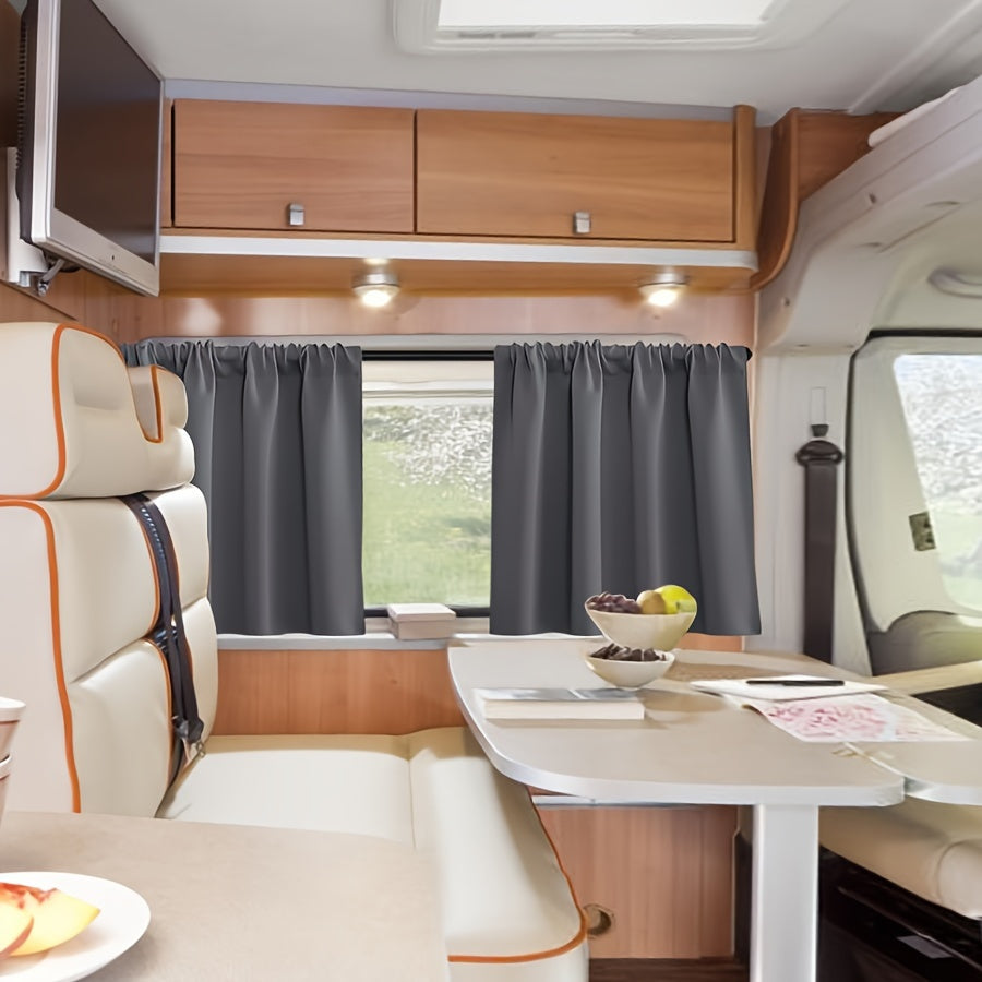 2-Pack RV Window Curtains Blackout Thermal Insulation Privacy Short Drapes Gray