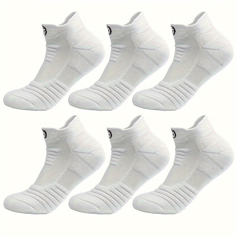 Men's Athletic Socks Breathable Knit Geometric Pattern 6 Pairs