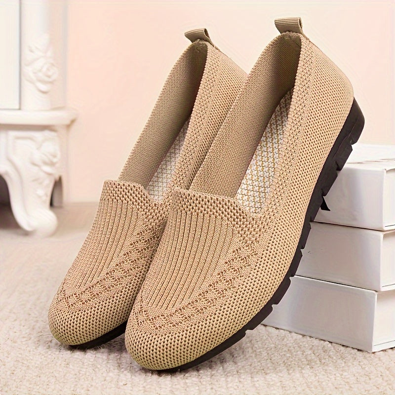 Women's Knitted Slip-On Shoes Breathable Mesh Walking Footwear