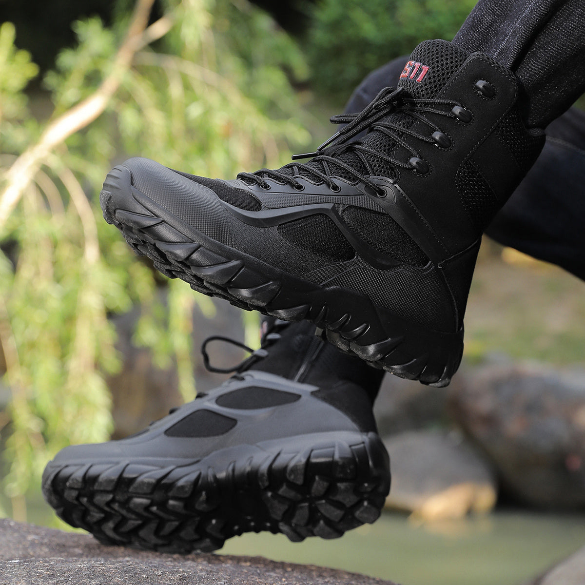 Men's Lightweight Tactical Hiking Boots with Faux Upper and PVC Sole for Outdoor and Daily Use