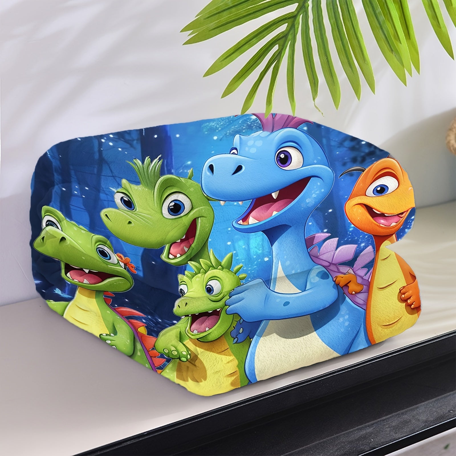 Dinosaur-Inspired Flannel Throw Blanket with Digital Print Knitted Polyester All-Season Lightweight