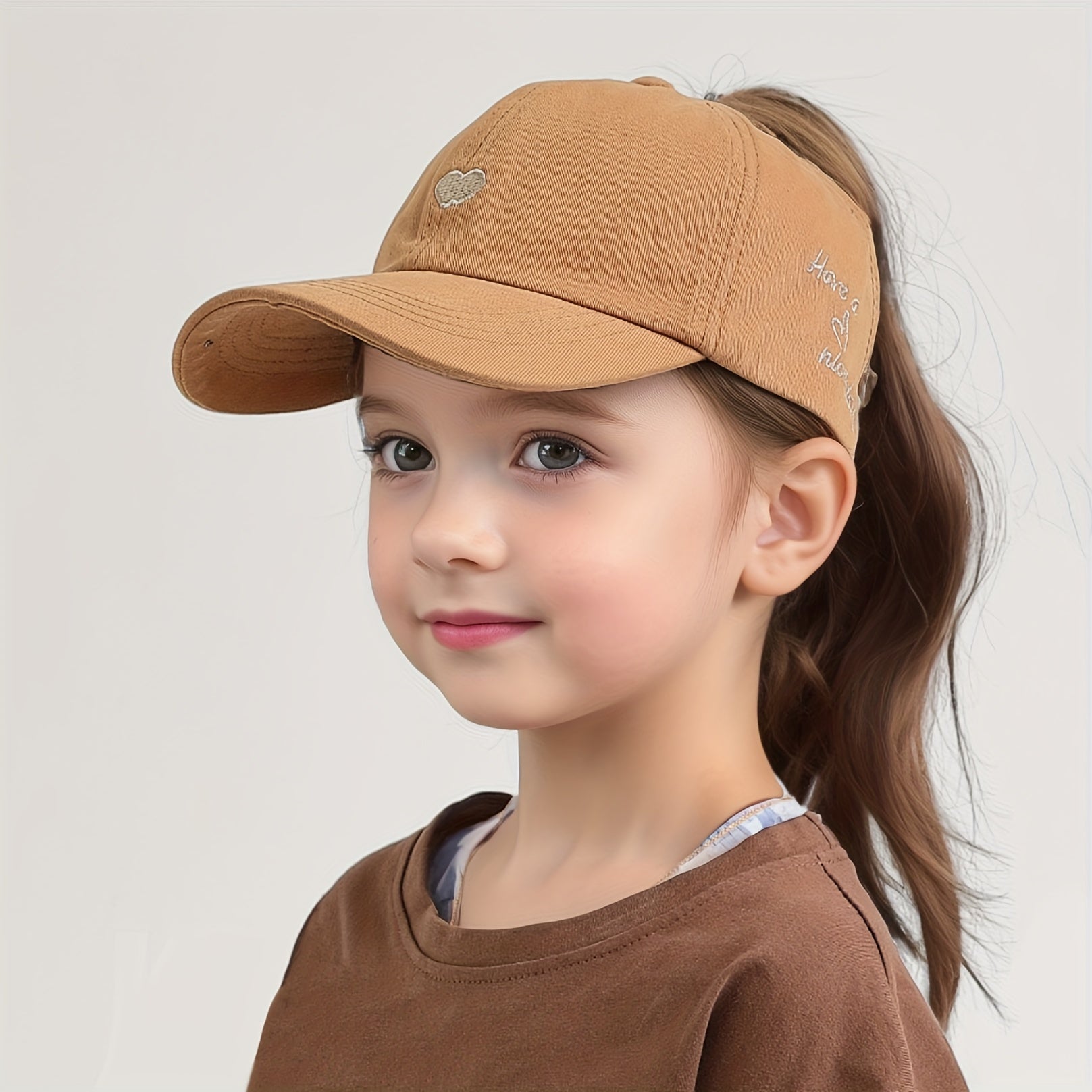 Kids Sun Protection Baseball Cap for Girls and Boys Heart Pattern Fitted Spring Summer