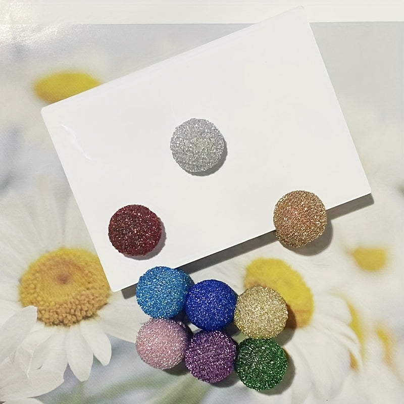 Set of 6 Colorful Fabric Magnetic Scarf Clips Circular Brooch for Hijabs Shawls