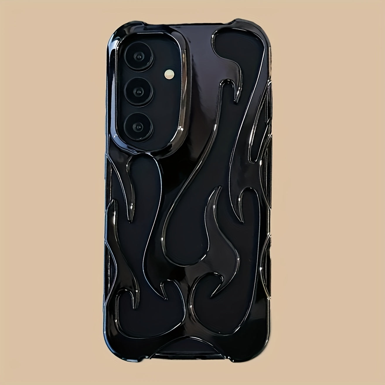 Hollow Flame TPU Phone Case for Samsung Galaxy S24 S23 S22 Ultra Plus A55 A54 A16 A14 A15 A06 Silver Electroplated Flexible Cover for Men Women