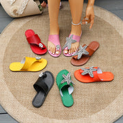 Women's Slip-On Sandals Open-Toe Summer Beach Shoes Non-Slip Rubber Sole
