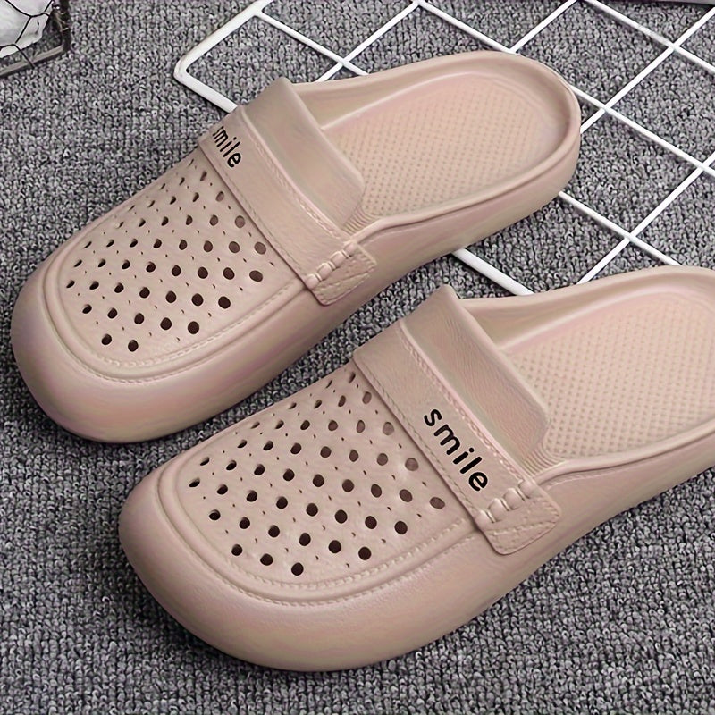 Women's Black EVA Flat Bottom Anti-slip Beach Slip-Ons