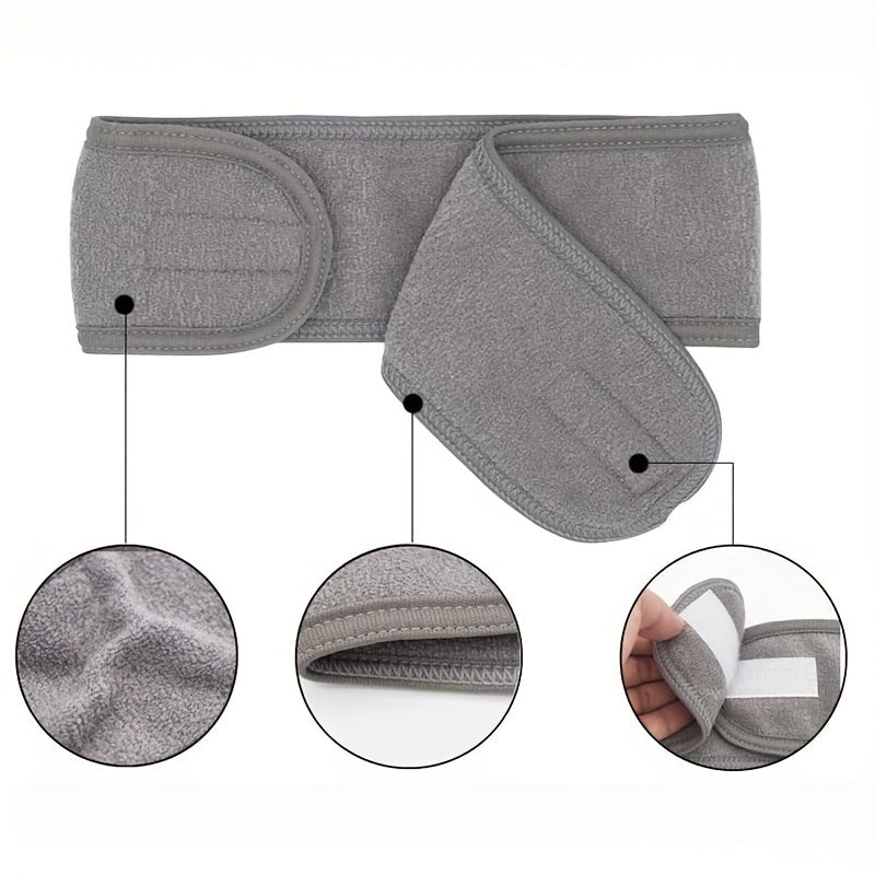 Unisex Coral Fleece Facial Headband Adjustable Hair Wrap for Face Wash and Shower