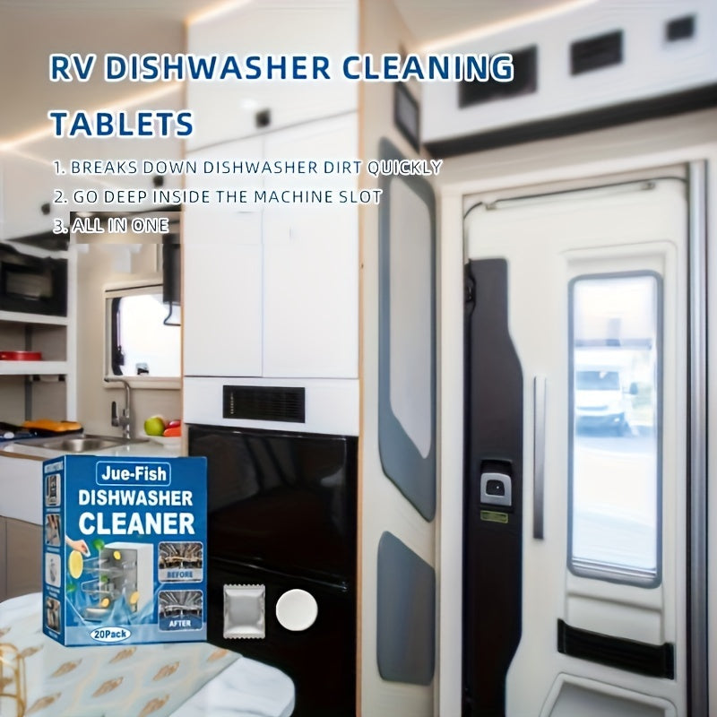 20 Pieces Dishwasher Cleaning Tablets for RV Kitchen Stain and Scale Removal