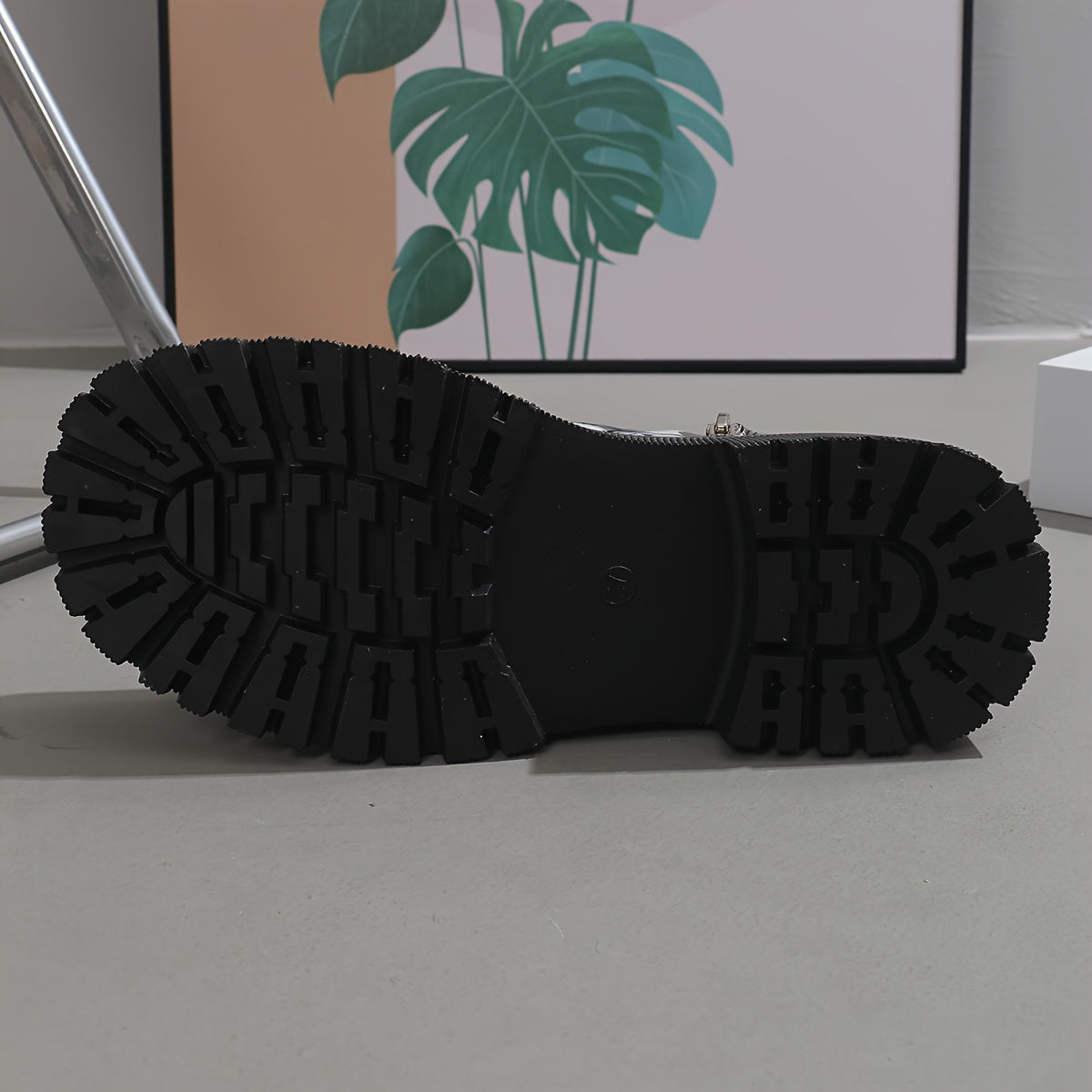 Women's Printed Lace-Up Boots Chunky Sole Low Heel Zipper Casual Shoes