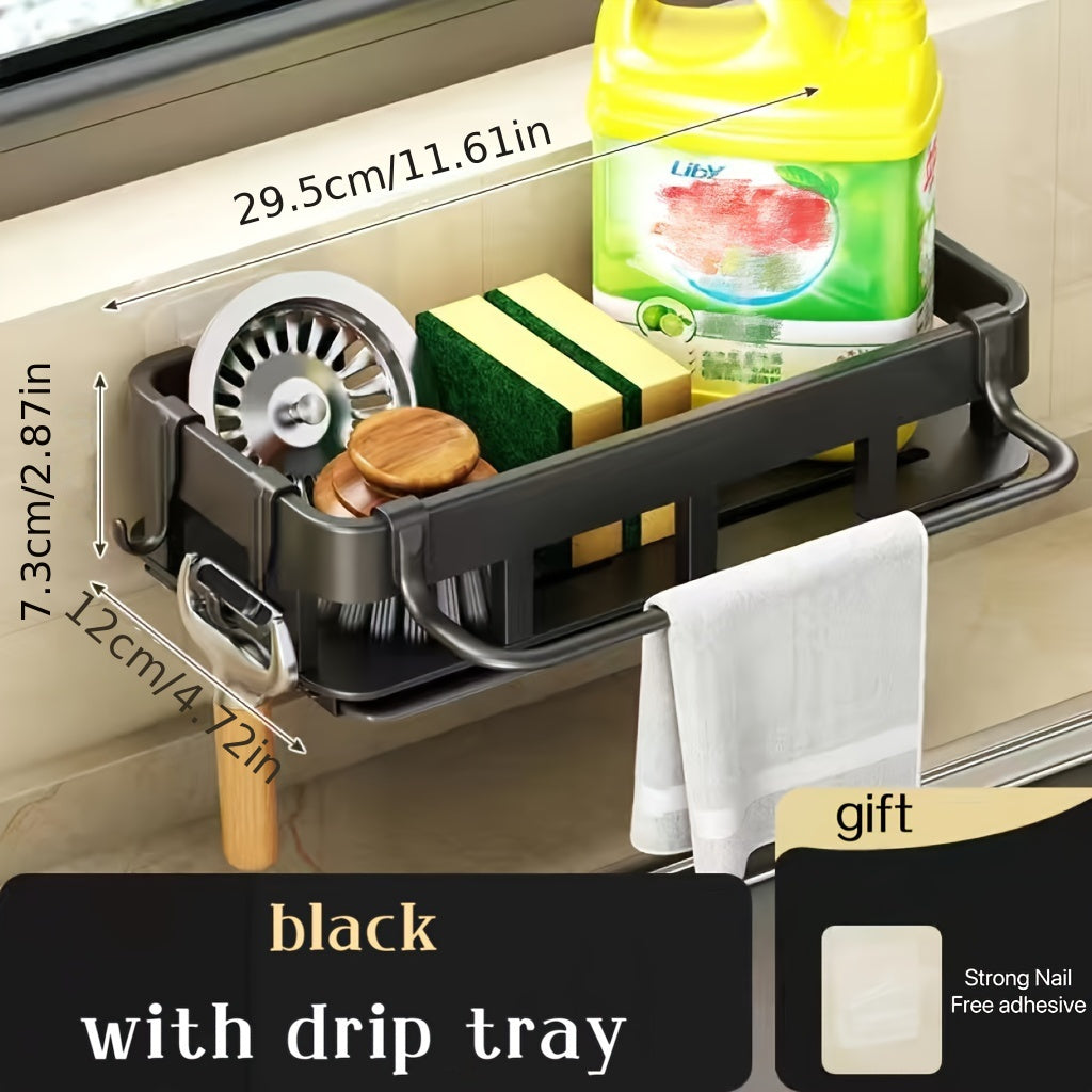 Space-Saving Kitchen Bathroom Sink Organizer with Towel Rack Durable Plastic Metal
