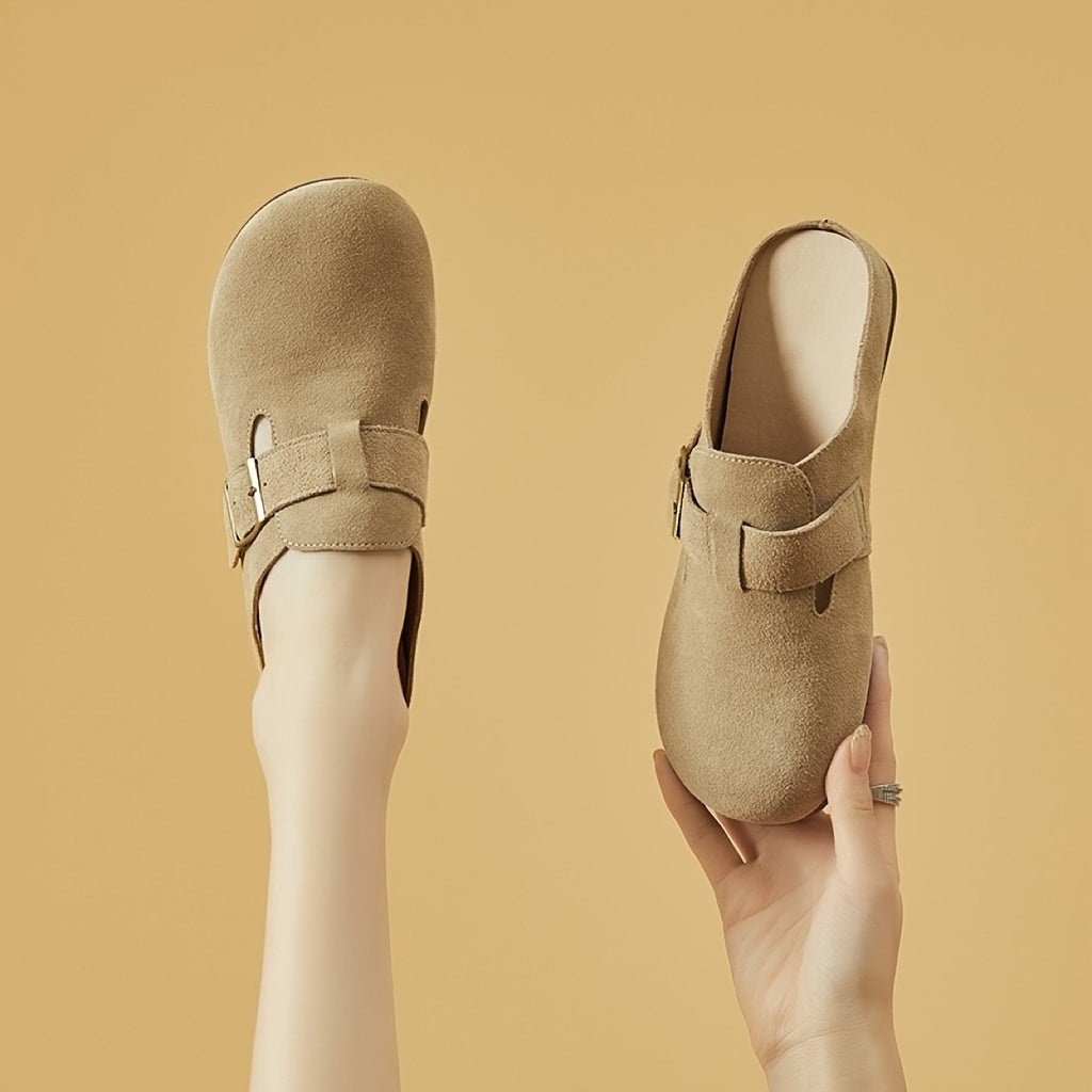 Women's Soft Slippers Flat Shoes with Shock-Absorbing Cushion and PU Cover