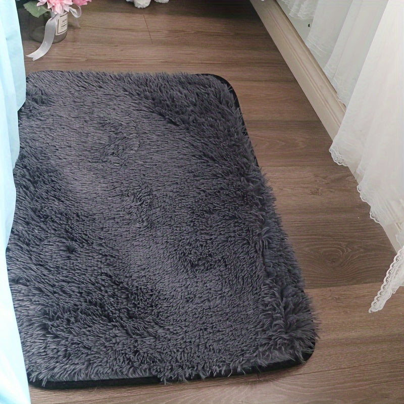 Light Gray Plush Floor Mat Non-Slip Bathroom Bedroom Living Room