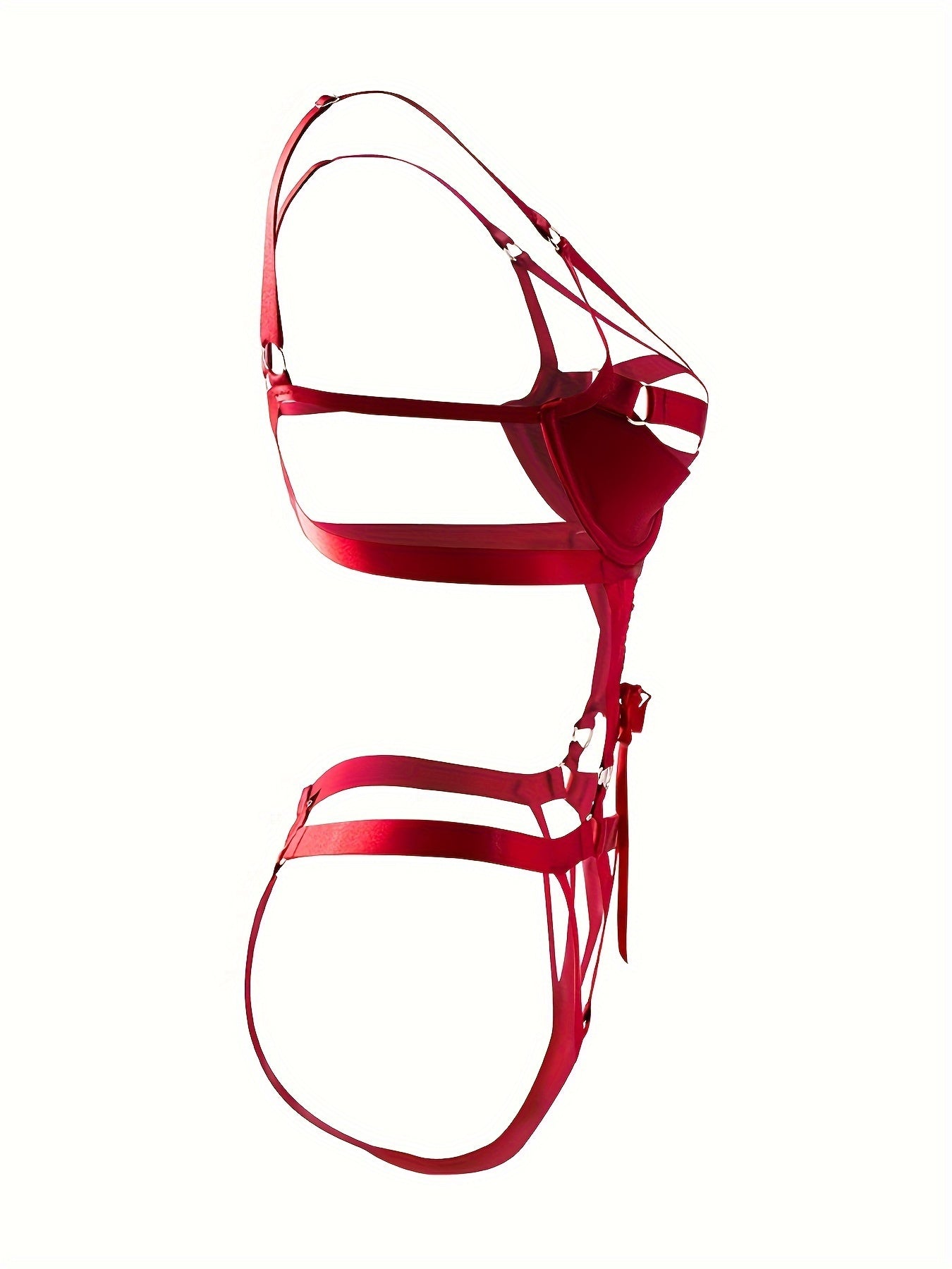 Women's Bodysuit with Hollow Cross Strap Design Polyester Elastane Knit Solid Color Adult