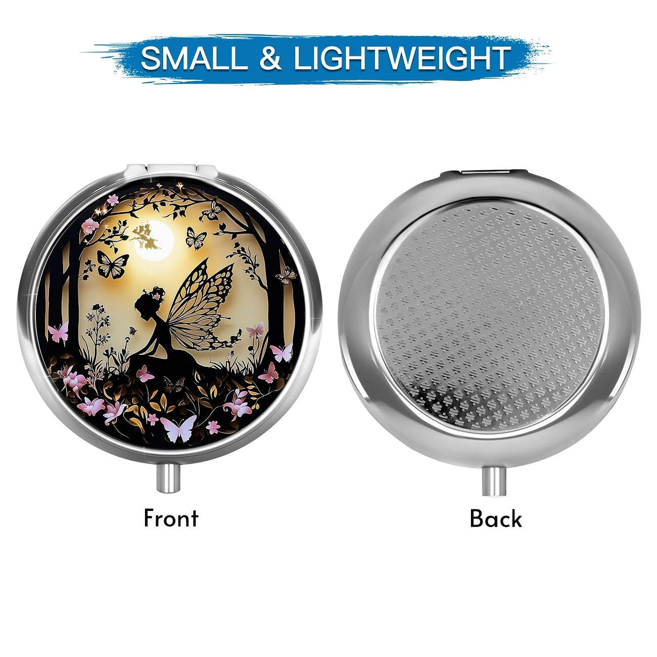 Women Butterfly Fairy Pill Box 3 Compartment Portable Travel Medicine Organizer