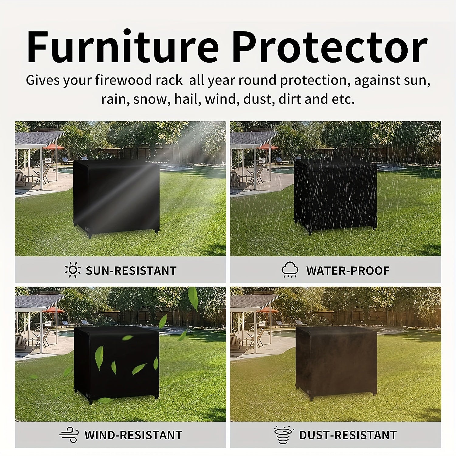 Durable Waterproof Log Rack Cover for Wood Storage Rain Snow Sun Protection