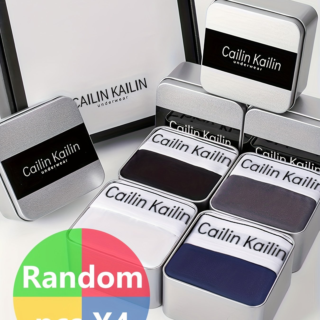 Men's Breathable Cotton Boxers Set with Square Design Shortie Underwear