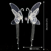 Women's Embroidered Butterfly Wing Hair Clips with Faux Pearl Tassel and Non-Slip Duck-Billed Clamp