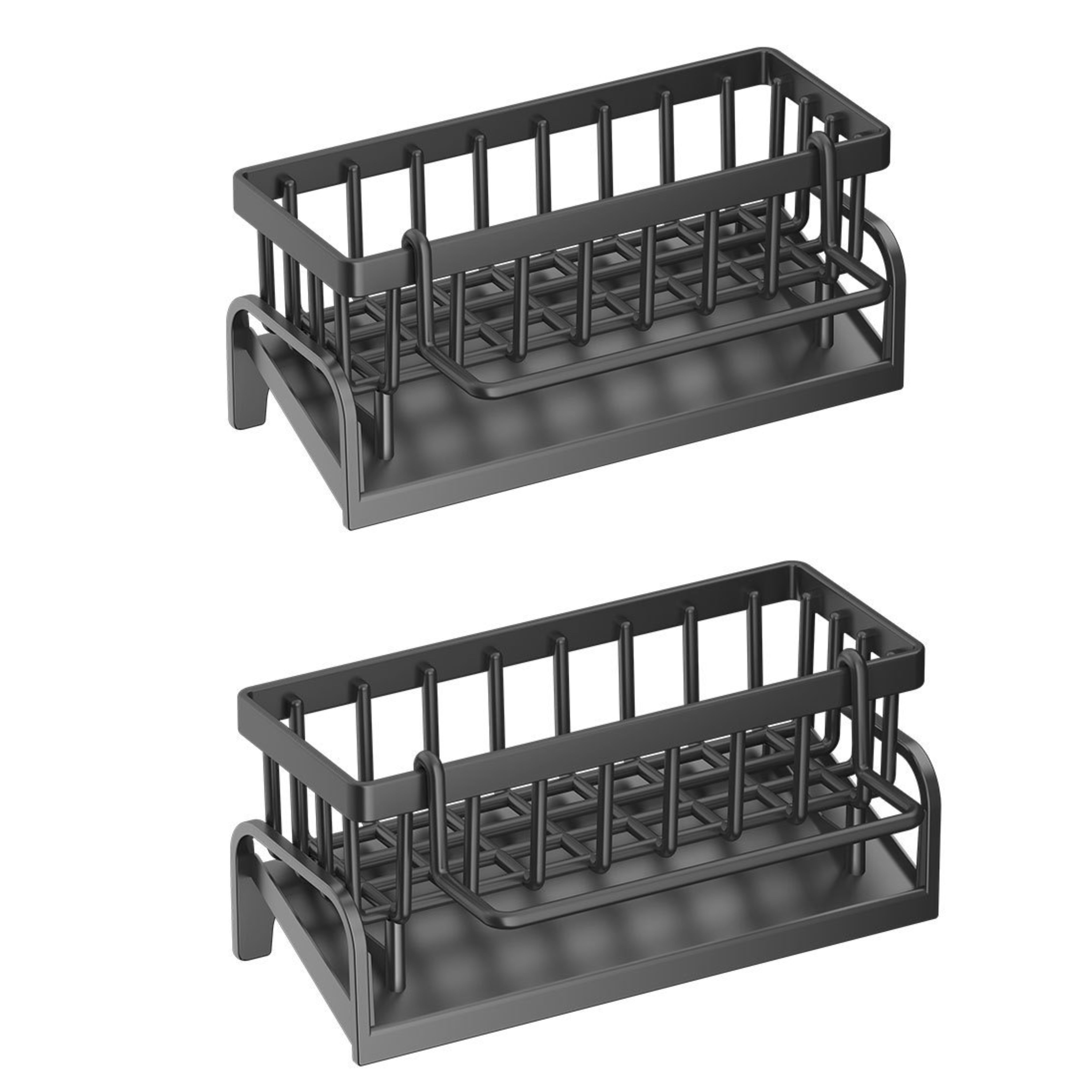 Juego de organizadores para fregadero de cocina, 2 piezas, estantes de plástico para esponjas, paños y dispensador de jabón