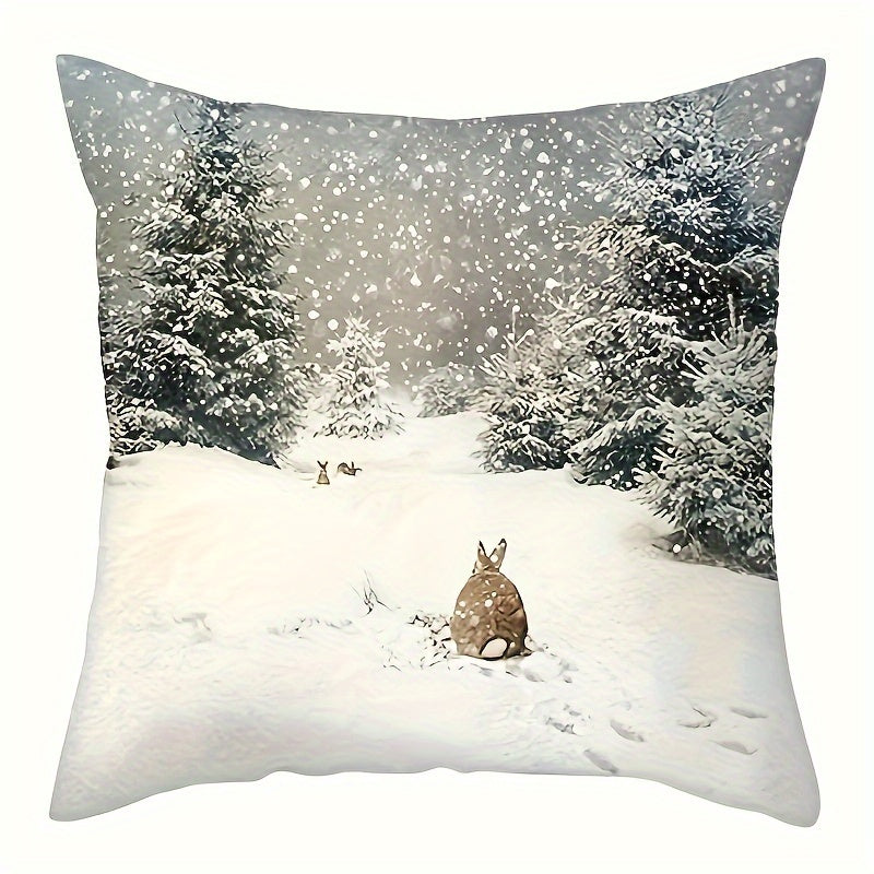 Christmas Snow-Capped Winter Landscape Pillowcase 45.72cm Farmhouse Decor