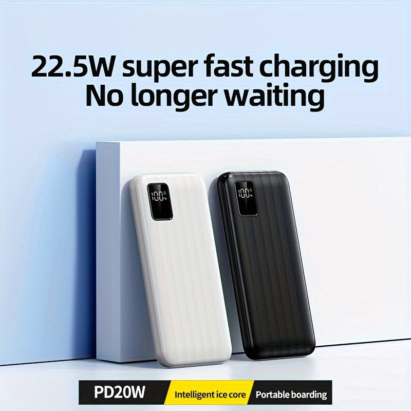 20000mAh Portable Power Bank with 22.5W Fast Charging USB Type-C LED Display Dual Input Output Compact