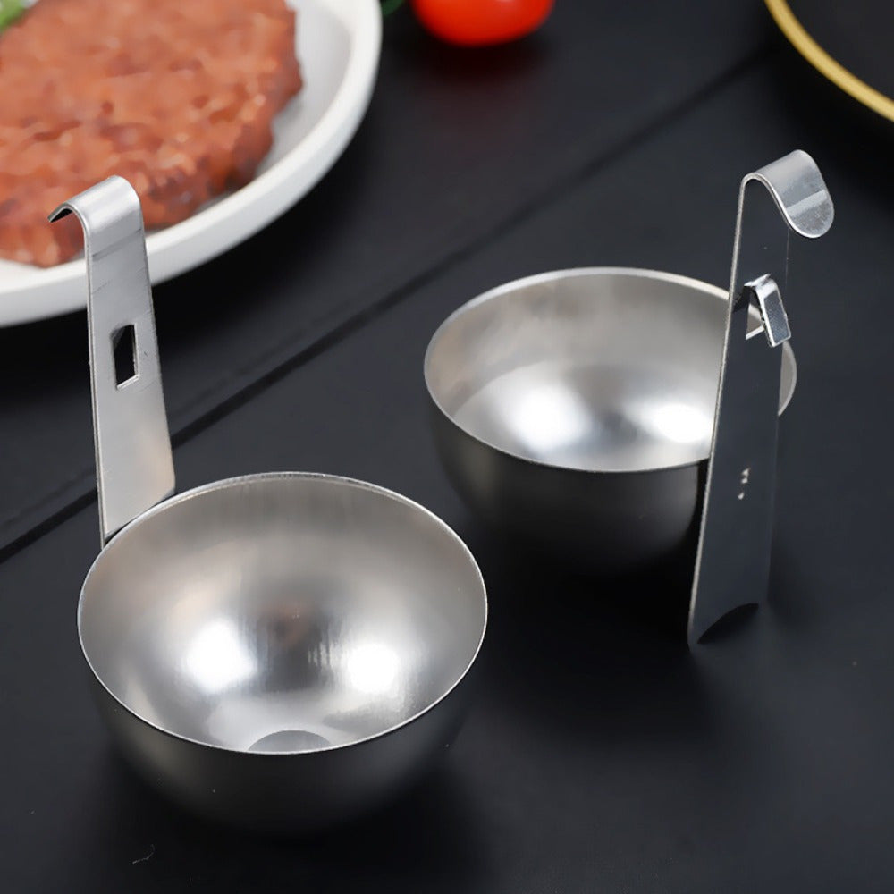 Premium Stainless Steel Non-Stick Egg Boiler Set with 3pcs, Easy-Cook Hanging Design, High-Temp Resistance, Ideal for Home & Travel.