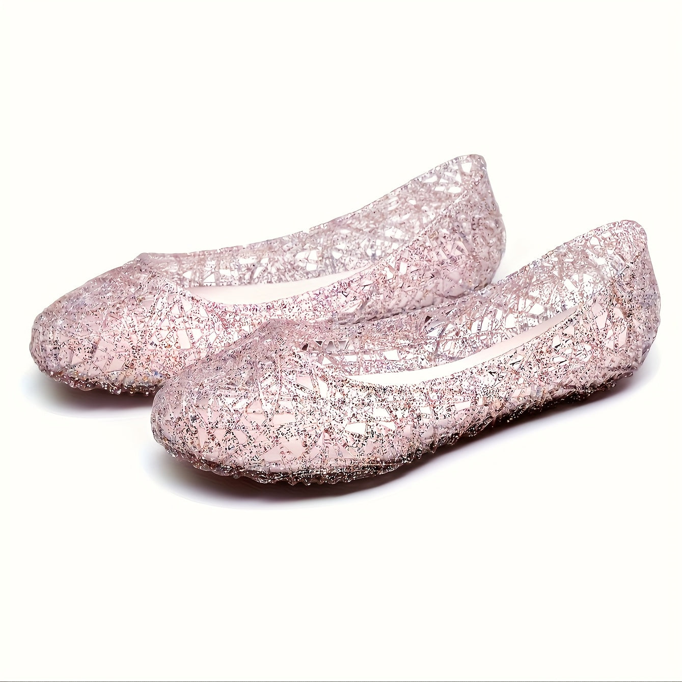 Sandalias planas transpirables de cristal para mujer, sandalias de verano de malla con slip-on en rosa, gris y marrón