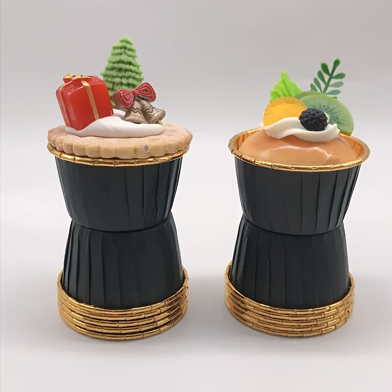 Gold Rimmed Cupcake Liners Set of 50 High-Temperature Resistant Baking Cups for Muffins