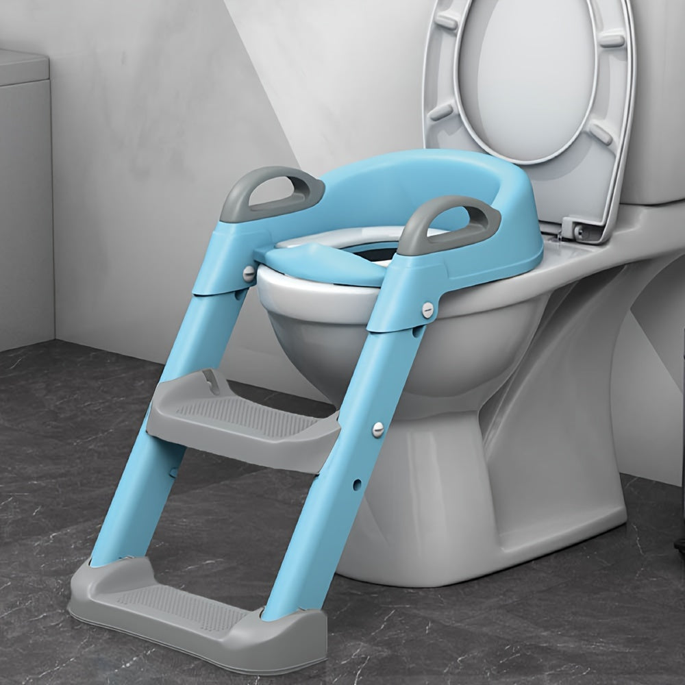 Asiento de inodoro para niños con escalera plegable para niños y niñas, asistencia en el baño para bebés