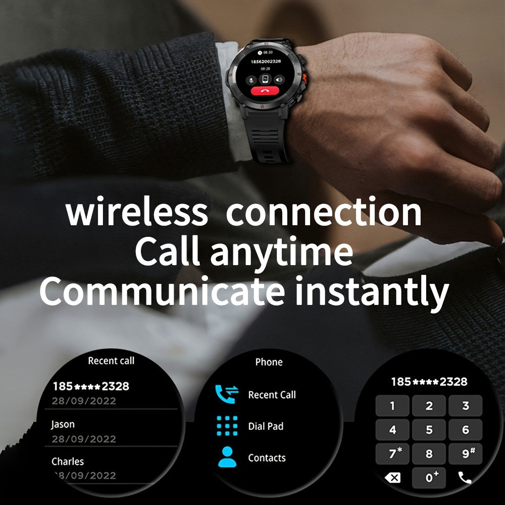 Men's Smart Sports Watch with LED Display Call Function Pedometer Calorie Tracker Black Strap