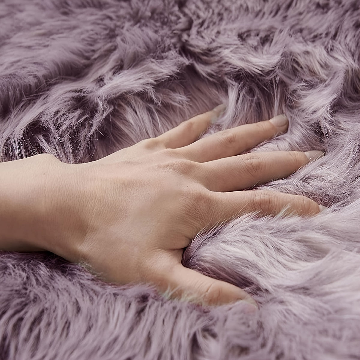 Purple Gray Imitation Hair Round Cushion 15.7 Inch Small Sofa Decor