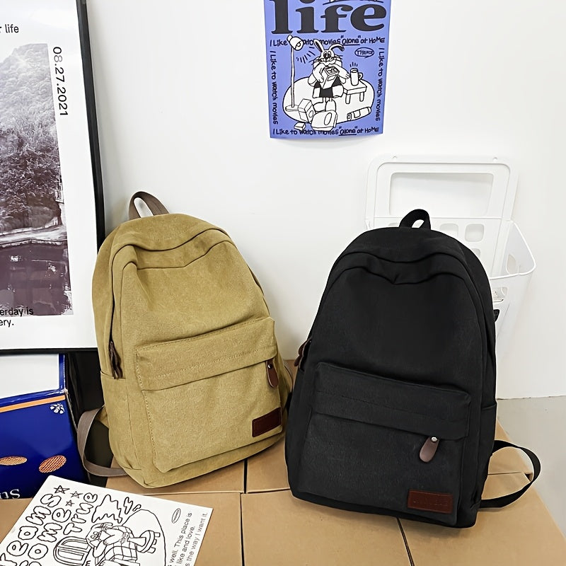 Canvas Backpack for Men Women with Adjustable Straps Fits 15-Inch Laptop for School Travel Work