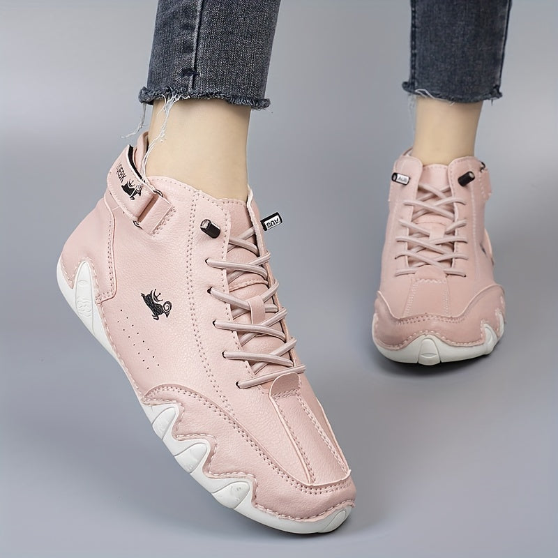 Women's Leather Low-Top Lace-Up Boots Comfortable All-Season Trendy