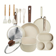 White 12-Piece Non-Stick Cookware Set for Induction and Open Flame Cooking