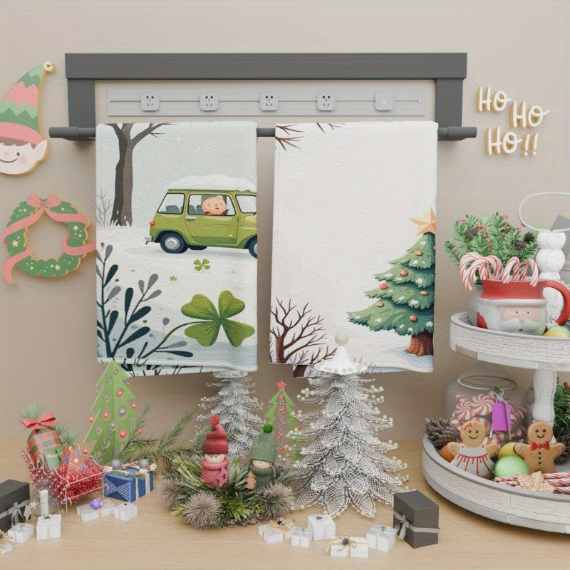 Set of 2 Christmas Kitchen Towels 45.72x66.04cm Snowflake Holiday Decor