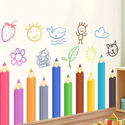 Kids' Cartoon Wall Stickers with School Supplies for Kids' Rooms