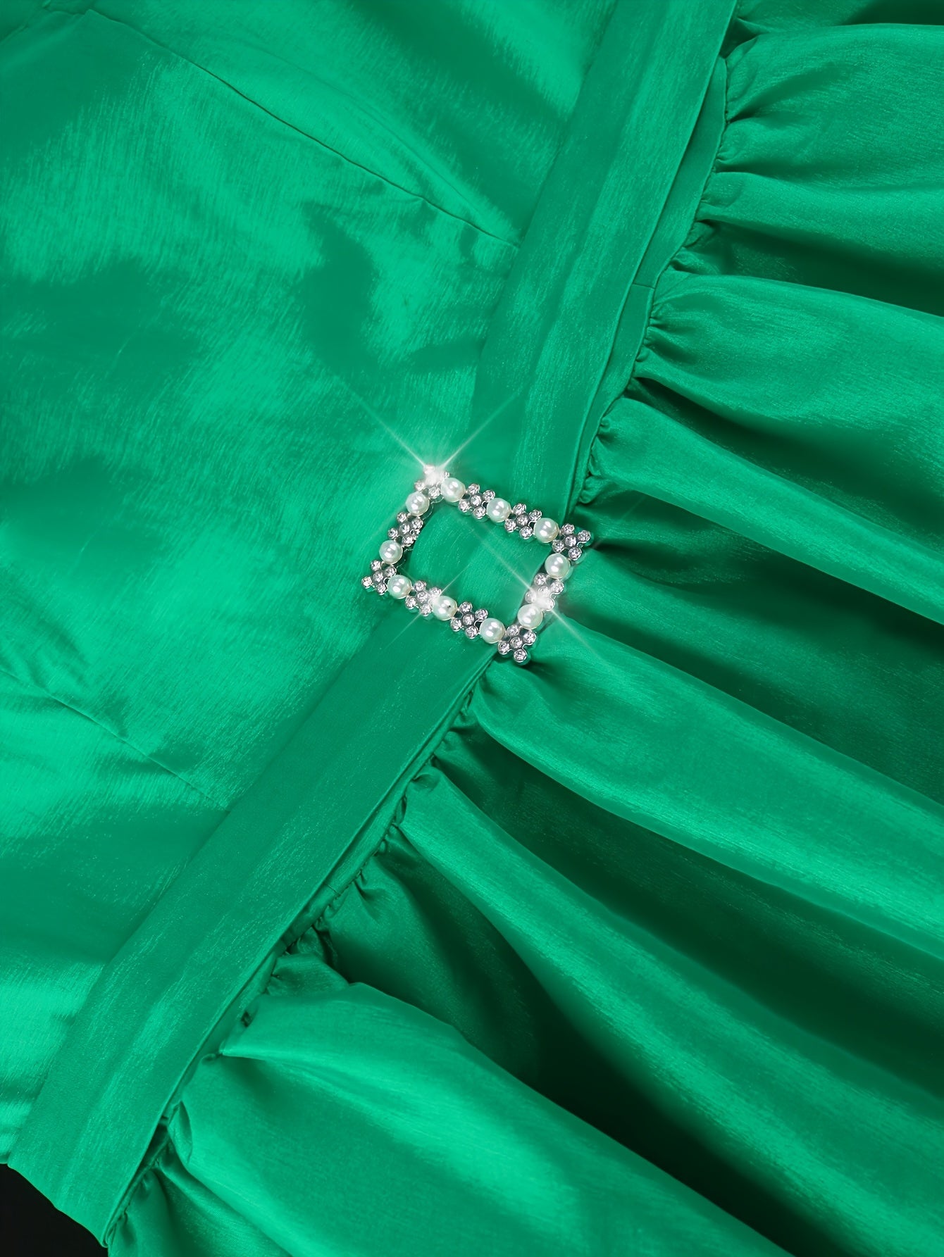 Women's A-Line Midi Party Dress V-Neck Puff Sleeves Belt Solid Color